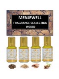 Menjewell Gift Pack of 4 Long Lasting Roll on  Wood Attar Perfumes 