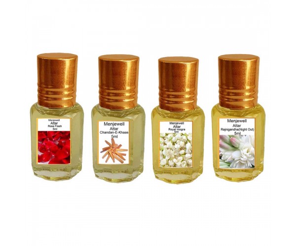 Menjewell Pack of 4 Pcs Floral Attar 5ml