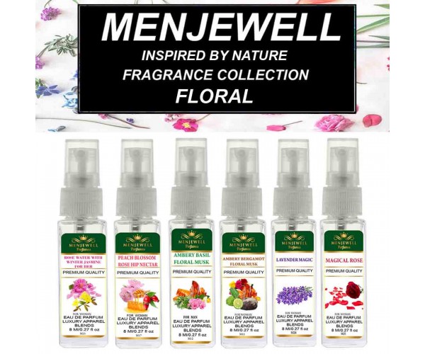 Menjewell Inspired by Nature Floral Perfume Gift Pack  For Men & Women (6 x 8ml) Attar 48ml