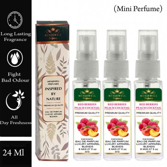 Menjewell Pack Of 3 Red Berries Peach Cocktail Women Perfume 24ml