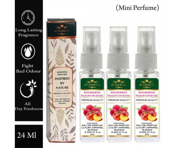 Menjewell Pack Of 3 Red Berries Peach Cocktail Women Perfume 24ml