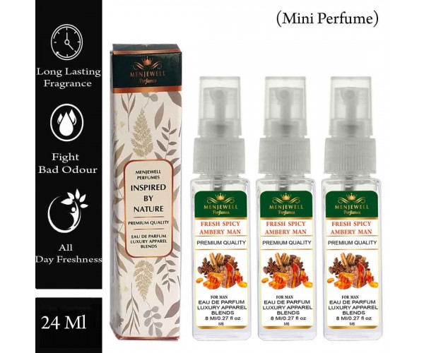 Menjewell Pack Of 3 Fresh Spicy Ambery Men Perfume 24ml 