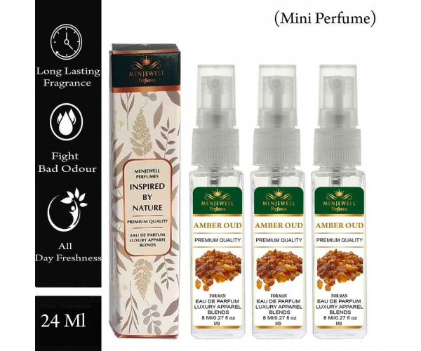 Menjewell Pack Of 3 Ambery Oud Men Perfume 24ml