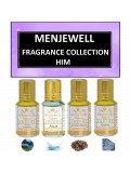 Menjewell Fragrances Gift Pack of 4 Long Lasting Roll on Attar Perfumes(Adventure/Aqua/Oudh/Denim)