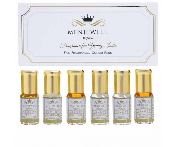 Menjewell Set Of 6 Woody Attar Gift Pack for men(6x3ml)18ml