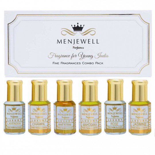 Menjewell Set Of 6 Floral Attar Gift Pack for women   (6x3ml) 18ml