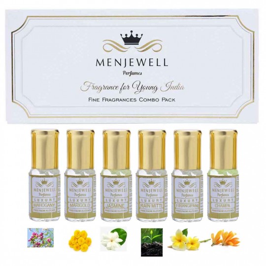 Menjewell Set Of 6 Spring Attar Gift Pack For Men & Women(6x3ml)18ml