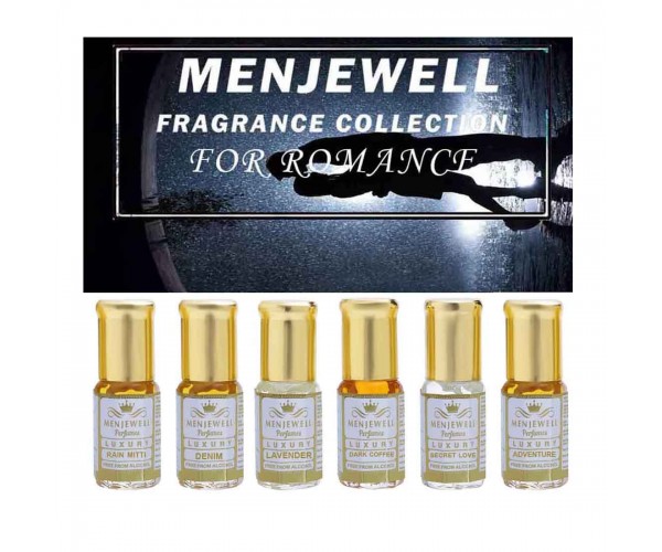 Menjewell Set Of 6 Romance Attar For Men & Women (6x3ml)18ml