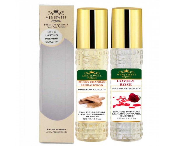 Menjewell Musky Chandan Sandalwood & Lovely Rose perfume combo 240ml
