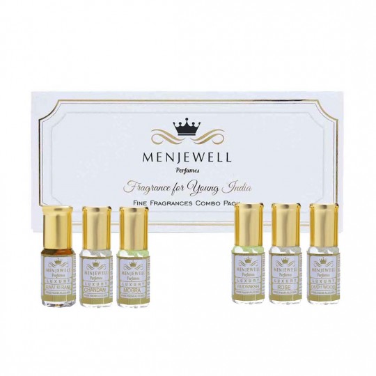 Menjewell Set Of 6  India's Attar Gift Pack For Men & Women(6x3ml)  18ml