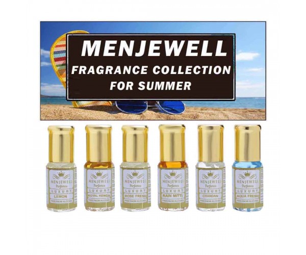 Menjewell Set Of 6 Summer Attar For Men & Women (6x3ml) 18ml