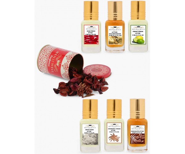 Menjewell Fragrances Combo Pack of 6PCs (6x5ml) Attar 30ml